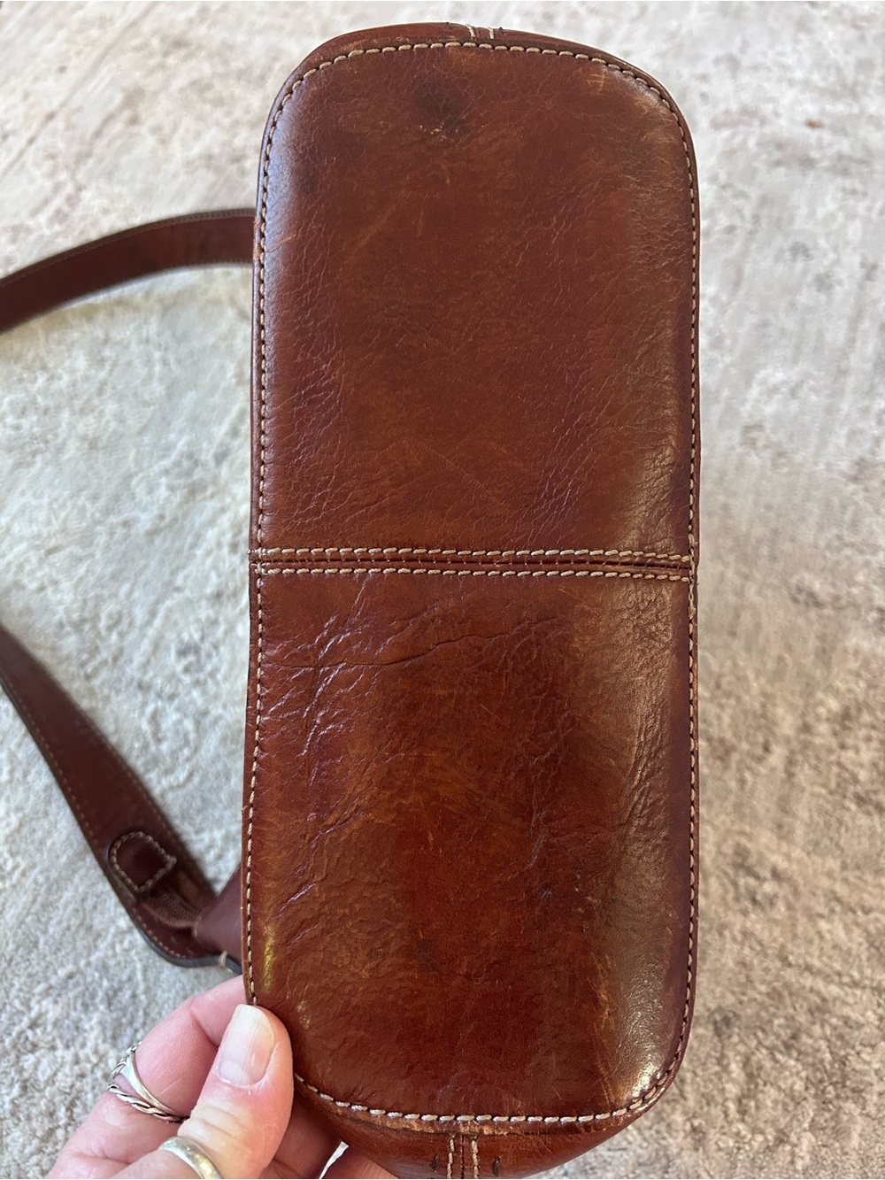 VTG Fossil 100% Leather Small Shoulder Bag Purse Reddish Brown Perfect Condition - Picture 5 of 11